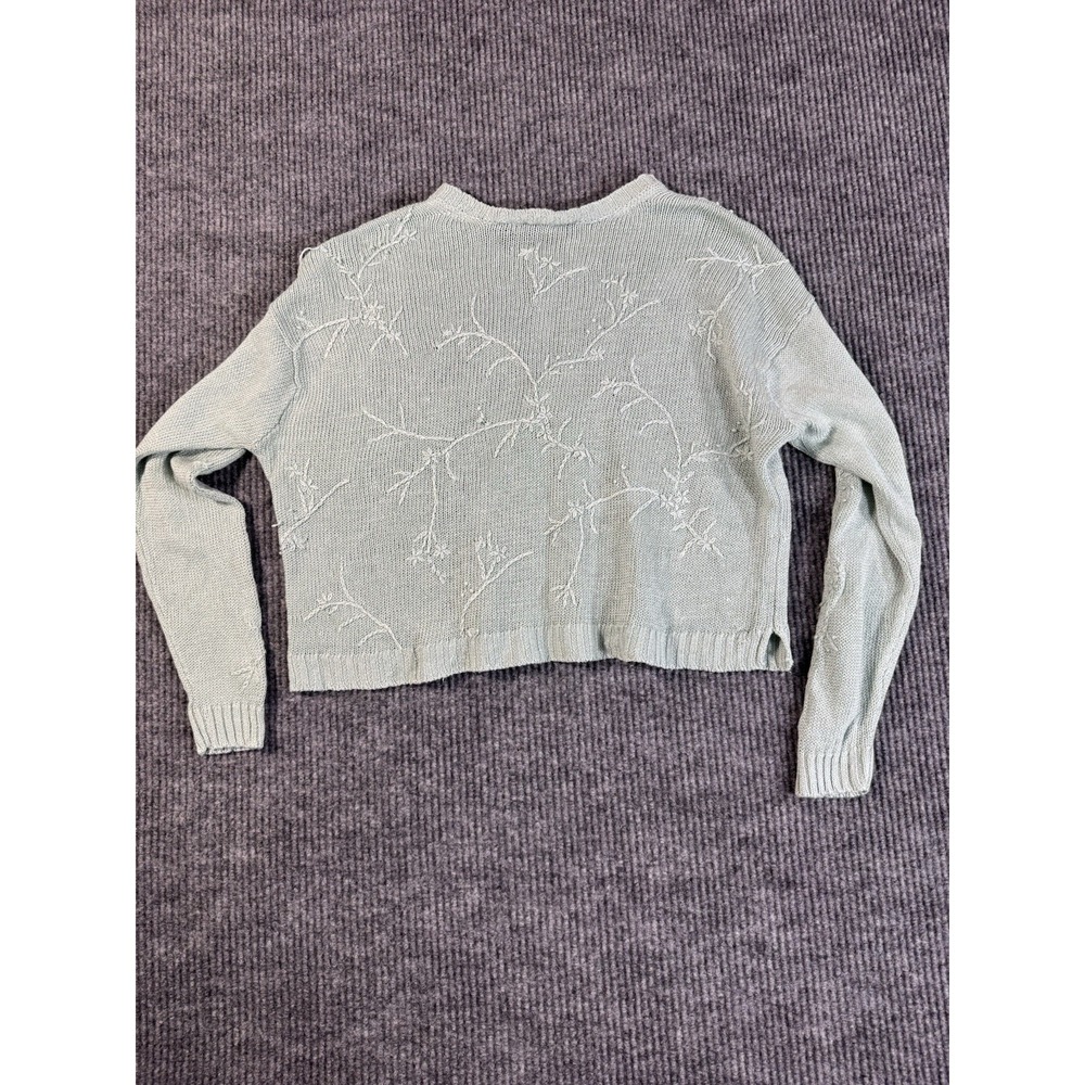 The Limited Floral Embroidered Knit Pullover Sweater M Women 100% Linen - Picture 5 of 7